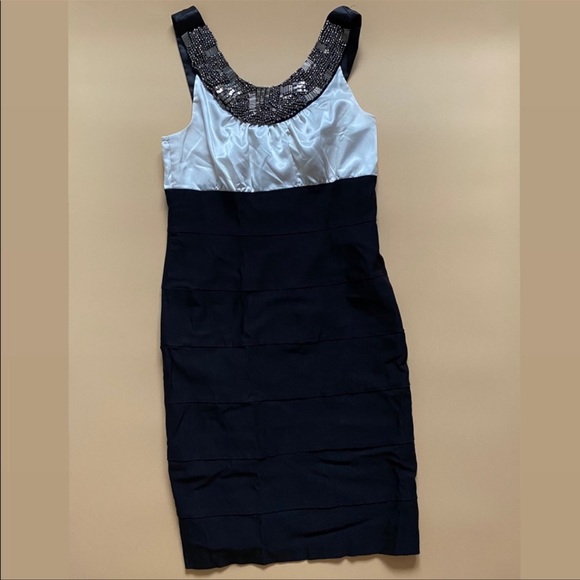 B&W Neck Embellishment Dress - Picture 4 of 8